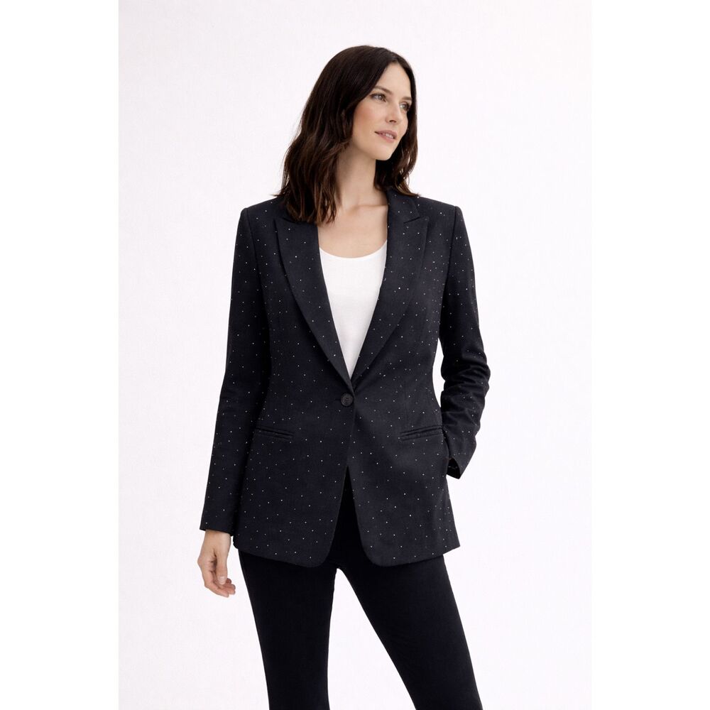 Nine West Blazer Size L Black Crystal New Women's Peak Lapel